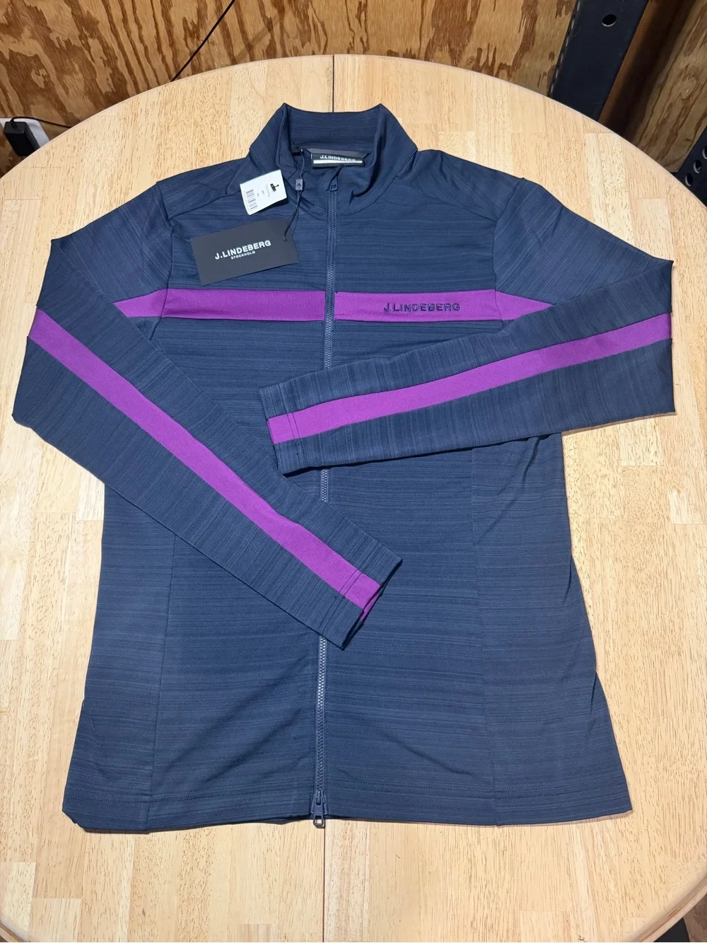 J Lindeberg NEW Saks Jarvis Mid Layer Navy Performance Golf Zip Jacket Medium